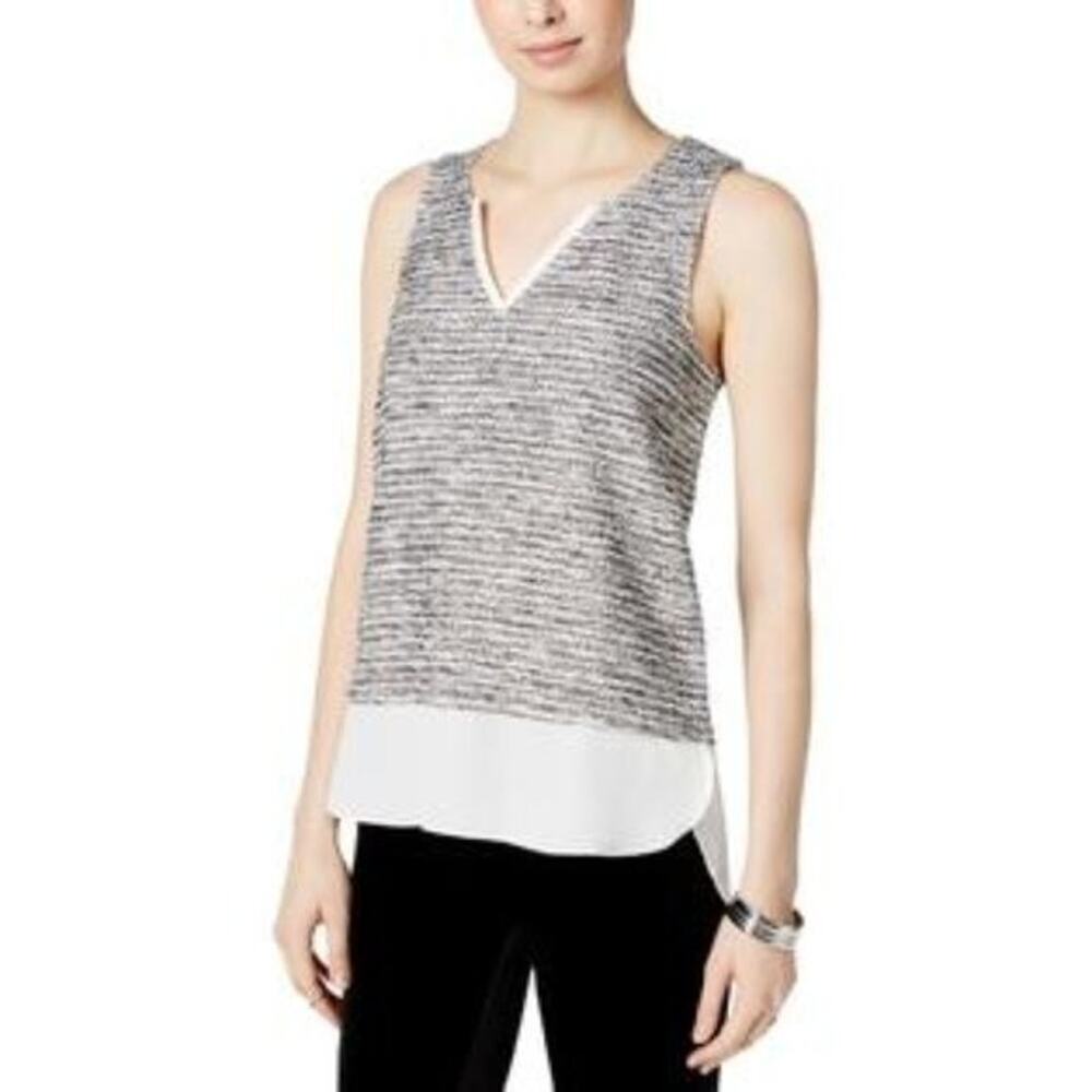 Sanctuary Metallic Tweed Mixed Media pullover Top XS